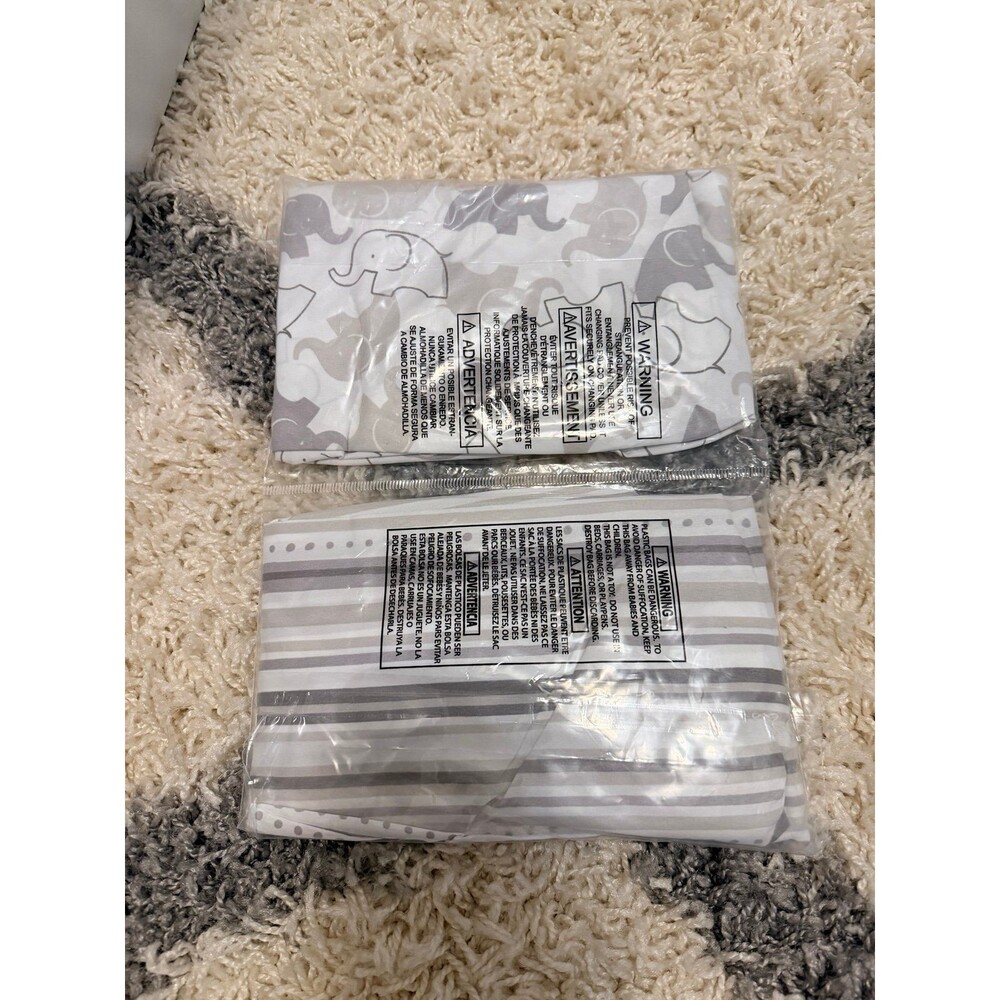 The Peanutshell Fitted 2-Pack Microfiber Crib Sheet Set | Grey Elephants